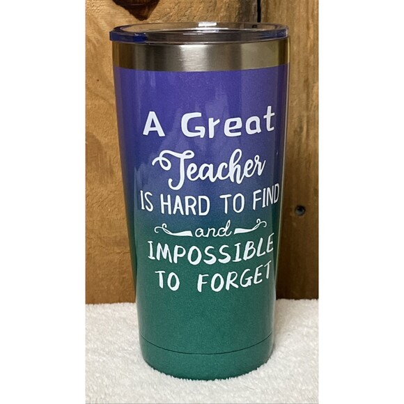 A Great Teacher is Hard To Find NEW Tumber Purple Green with Lid - Picture 1 of 7